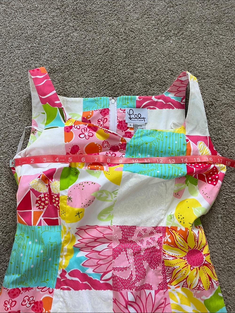 🎠🌞Lilly Pulitzer White Label Patchwork Sheath sz6Citrus Floral Horses Notch Neck - Picture 7 of 12